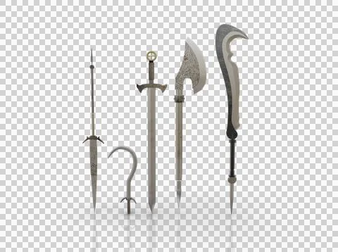 3d Fantasy weapons modeling game asset Illustrazione stock