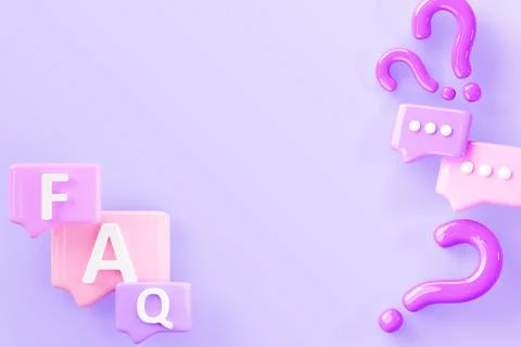 3d faq speech bubble icons render purple background. Question answer 스톡 일러스트