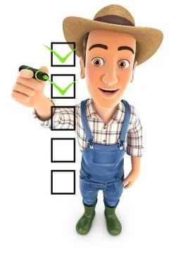 3d farmer checklist Stock Illustration