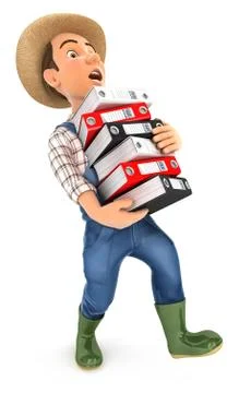 3d farmer overworked Stock Illustration