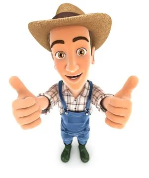 3d farmer thumbs up Stock Illustration