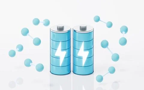 3D fast charge battery on white background, energy technology concept, 3d r.. Illustrazione stock