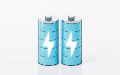 3D fast charge battery on white background, energy technology concept, 3d r.. Illustrazione stock