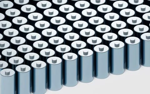 3D fast charge battery on white background, energy technology concept, 3d r.. Stock Illustration