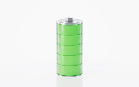 3D fast charge battery on white background, energy technology concept, 3d r.. Illustrazione stock