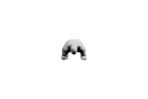3D Fat Man bending Front View Matte Black White Stock Illustration