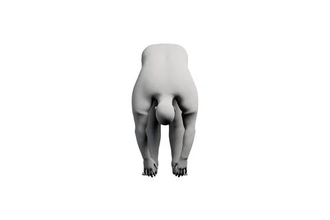 3D Fat Man bending Front View Matte Black White Stock Illustration