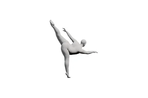 3D Fat Man dancing Left Side View Matte Black White Stock Illustration