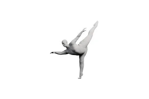 3D Fat Man dancing Right Side View Matte Black White Stock Illustration