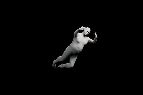 3D Fat Man falling Right Back Three-Quarter View Matte Black Black Stock Illustration