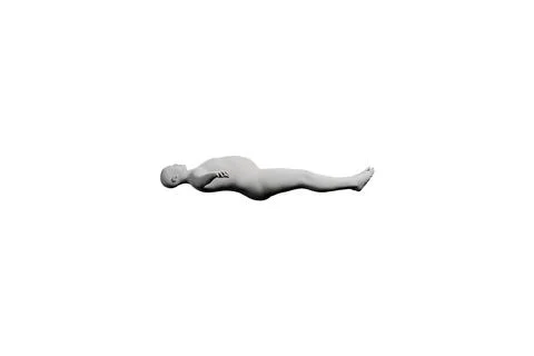 3D Fat Man floating Left Side View Matte Black White Stock Illustration