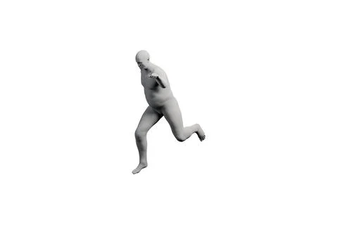 3D Fat Man Front View Matte Black White Stock Illustration