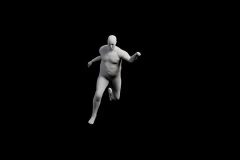3D Fat Man Left Front Three-Quarter View Matte Black Black Stock Illustration