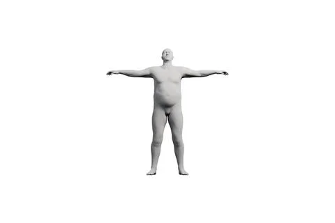 3D Fat Man posing Front View Matte Black White Stock Illustration