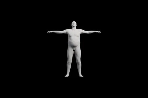 3D Fat Man posing Front View Matte Black Black Stockillustratie
