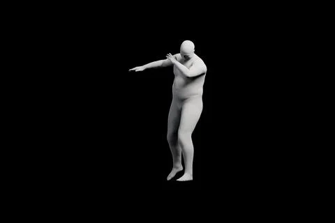 3D Fat Man posing Front View Matte Black Black Stockillustratie