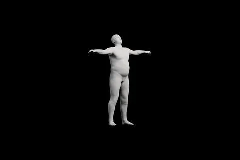 3D Fat Man posing Left Front Three-Quarter View Matte Black Black Stock Illustration
