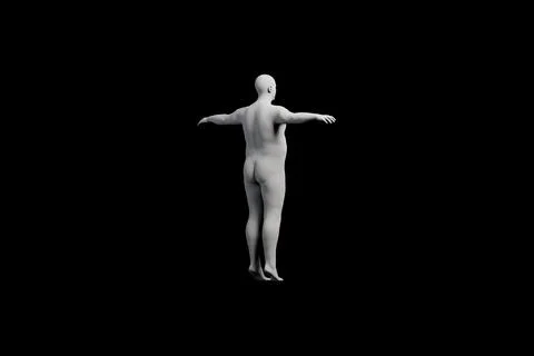 3D Fat Man posing Left Back Three-Quarter View Matte Black Black Stock Illustration