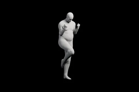 3D Fat Man posing Left Front Three-Quarter View Matte Black Black Stockillustratie