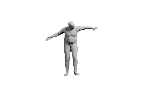 3D Fat Man posing Left Front Three-Quarter View Matte Black White Stockillustratie