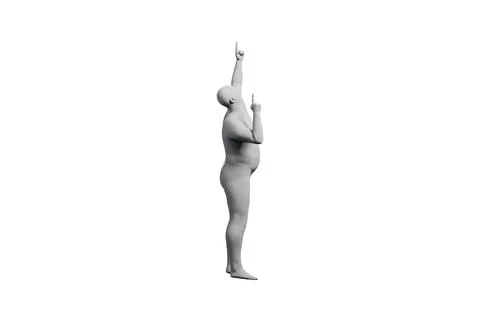 3D Fat Man reaching Left Side View Matte Black White Stock Illustration