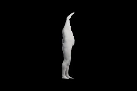 3D Fat Man reaching Left Side View Matte Black Black Stock Illustration