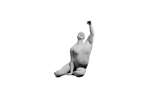 3D Fat Man reclining Front View Matte Black White Stock Illustration