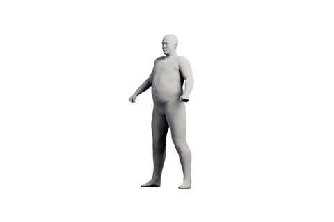 3D Fat Man Right Back Three-Quarter View Matte Black White Иллюстрация