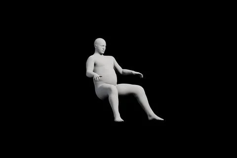 3D Fat Man sitting Left Front Three-Quarter View Matte Black Black Illustrazione stock