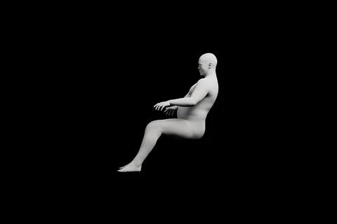 3D Fat Man sitting Right Side View Matte Black Black Illustrazione stock