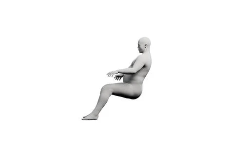 3D Fat Man sitting Right Side View Matte Black White Illustrazione stock