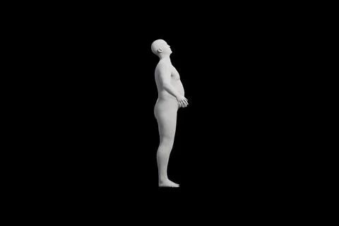 3D Fat Man standing Left Side View Matte Black Black Stock Illustration