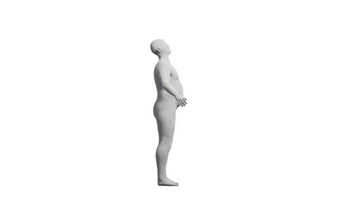 3D Fat Man standing Left Side View Matte Black White Stock Illustration