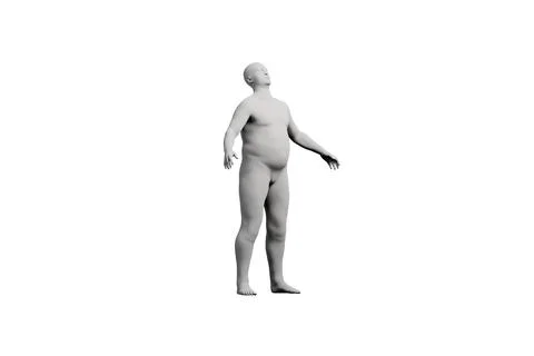 3D Fat Man standing Left Front Three-Quarter View Matte Black White Stock Illustration