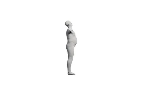 3D Fat Man standing Left Side View Matte Black White Stock Illustration