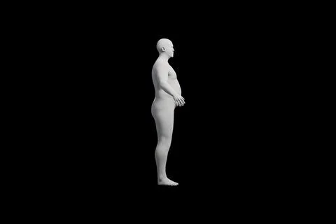 3D Fat Man standing Left Side View Matte Black Black Stock-Illustration