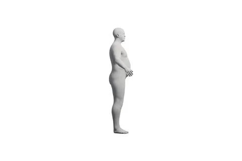 3D Fat Man standing Left Side View Matte Black White Stock Illustration