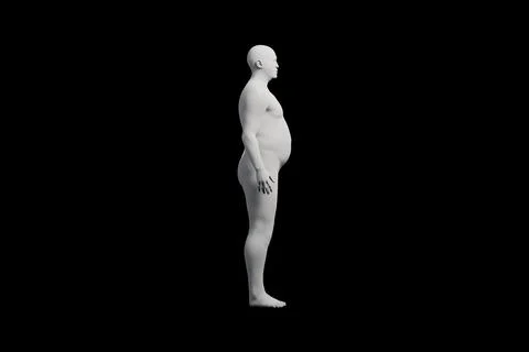 3D Fat Man standing Left Side View Matte Black Black Stock Illustration