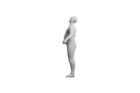 3D Fat Man standing Right Side View Matte Black White Stock Illustration