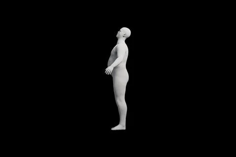 3D Fat Man standing Right Side View Matte Black Black Stock Illustration