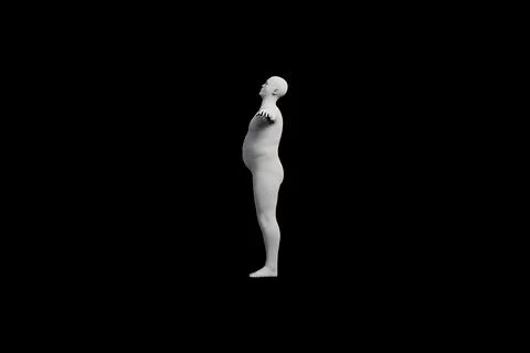 3D Fat Man standing Right Side View Matte Black Black Stock Illustration