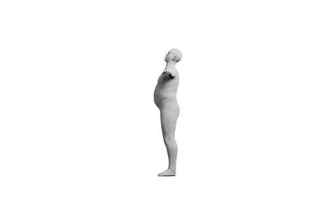 3D Fat Man standing Right Side View Matte Black White Stock Illustration