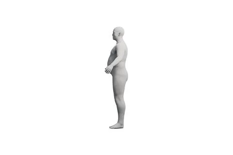 3D Fat Man standing Right Side View Matte Black White Stockillustratie