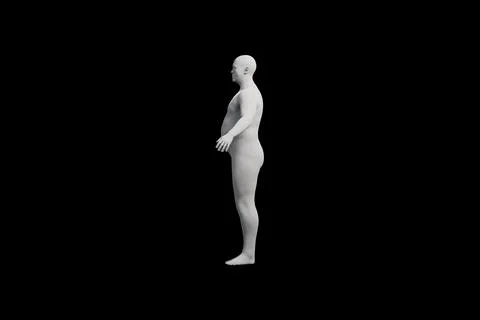 3D Fat Man standing Right Side View Matte Black Black Stockillustratie