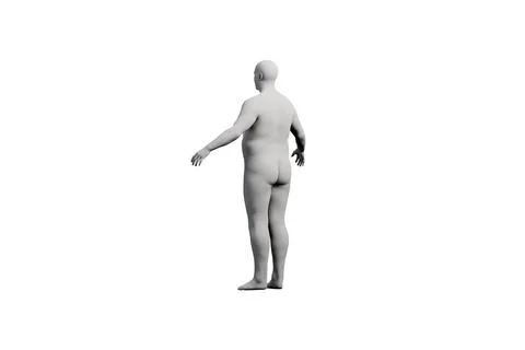 3D Fat Man standing Right Front Three-Quarter View Matte Black White Stock Illustration
