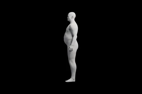 3D Fat Man standing Right Side View Matte Black Black Stock Illustration