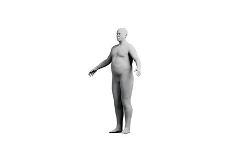 3D Fat Man standing Right Back Three-Quarter View Matte Black White Stockillustratie