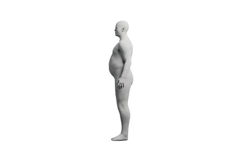 3D Fat Man standing Right Side View Matte Black White Stock Illustration