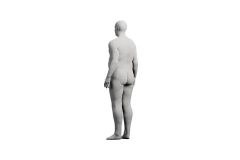 3D Fat Man standing Right Front Three-Quarter View Matte Black White Stock Illustration