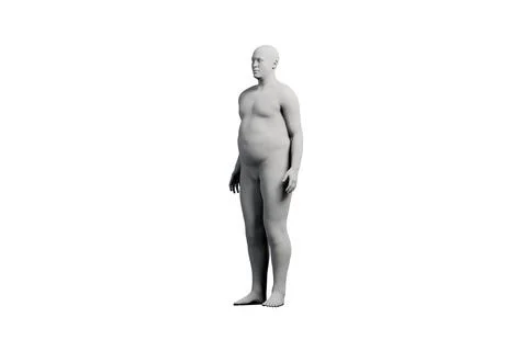 3D Fat Man standing Right Back Three-Quarter View Matte Black White Illustrazione stock